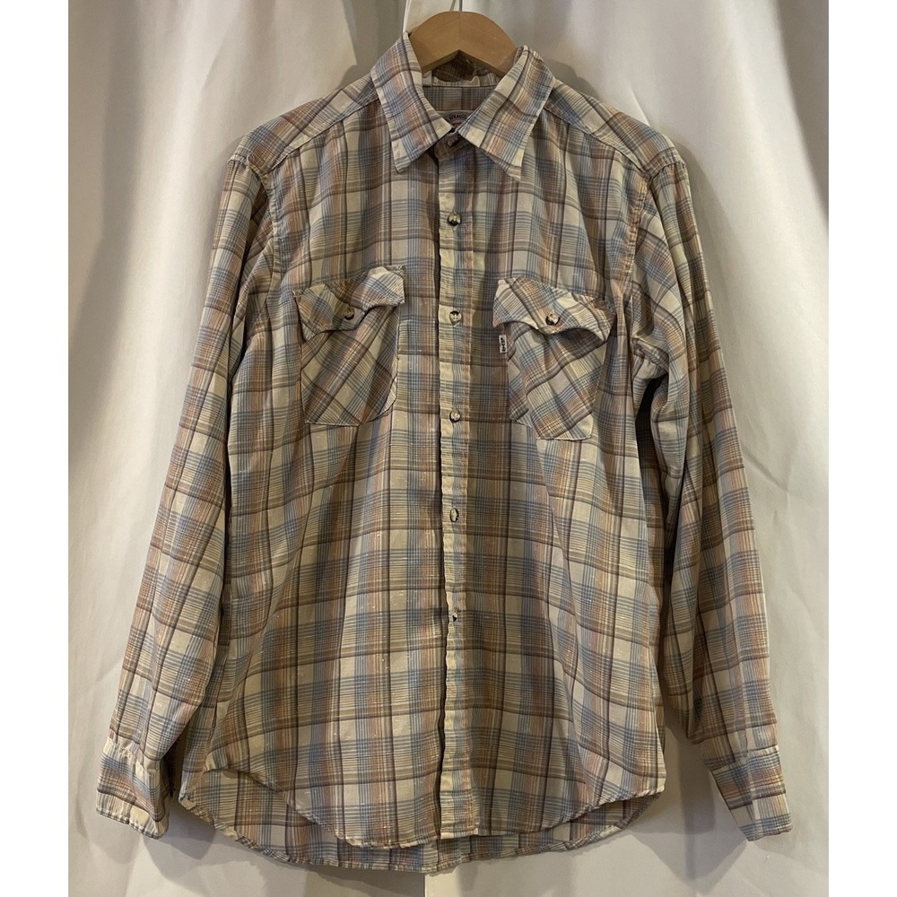LEVI'S‎ Vintage 70s Plaid Button Down Shirt Size Large